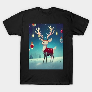 Christmas Reindeer on the Hill T-Shirt